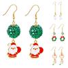 Women Enamel Christmas Santa Claus Tree Deer Dangle Hook Earrings Xmas Gift