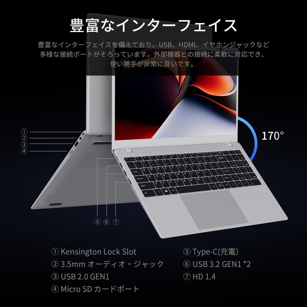 UOWAMOU Office 2024 6500Y 32GB RAM 512GB 1920x1080 IPS LCD Windows 11 Fast Heat Quiet USB Gen 1 X USB X TF Card WIFI BT Numeric Japanese Keyboard