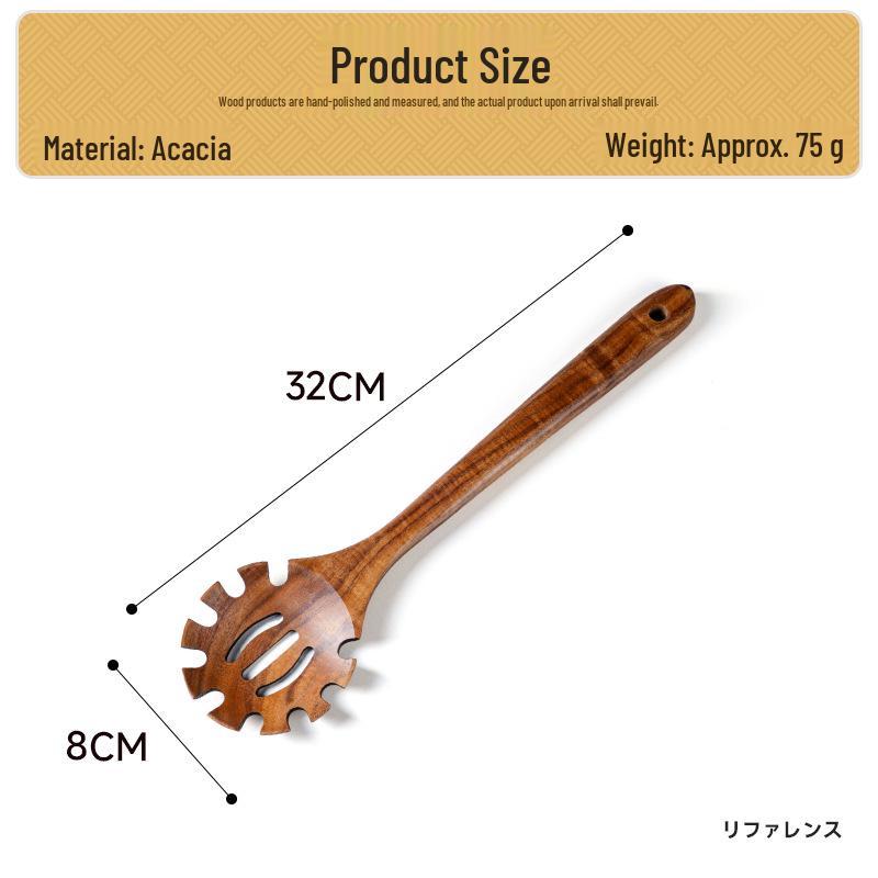 Набор кухонной утвари из тикового и акациевого дерева: Лопатка с длинной ручкой и большая суповая ложка