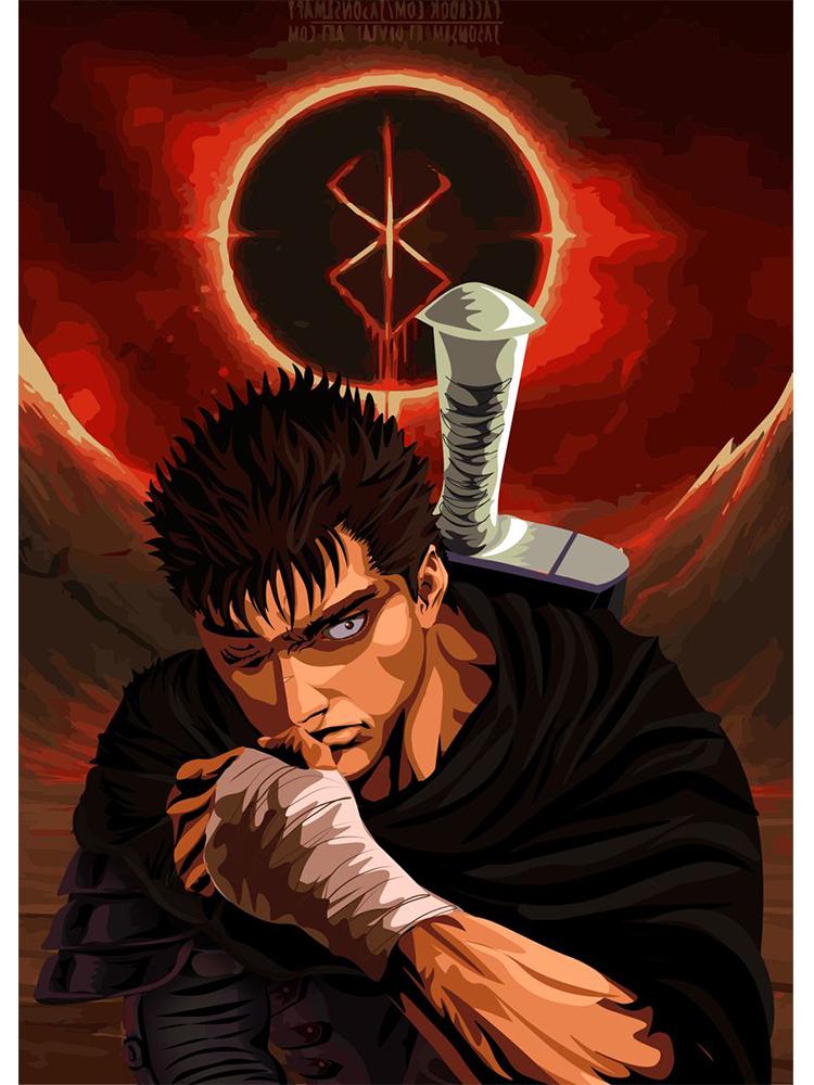Классический японский аниме постер Берсерк, винтажный холст, картина, фехтовальщик, кишки, манга, настенное искусство, украшение для гостиной, дома, фотографии
