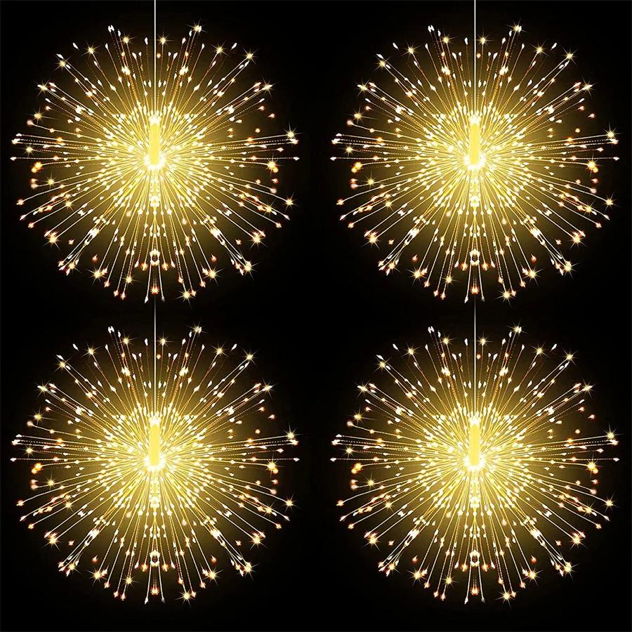 5 в 1 подключаемый фейерверк водонепроницаемый подвесной звездный светильник для вечеринок рождественская гирлянда сказочный светильник с пультом дистанционного управления
