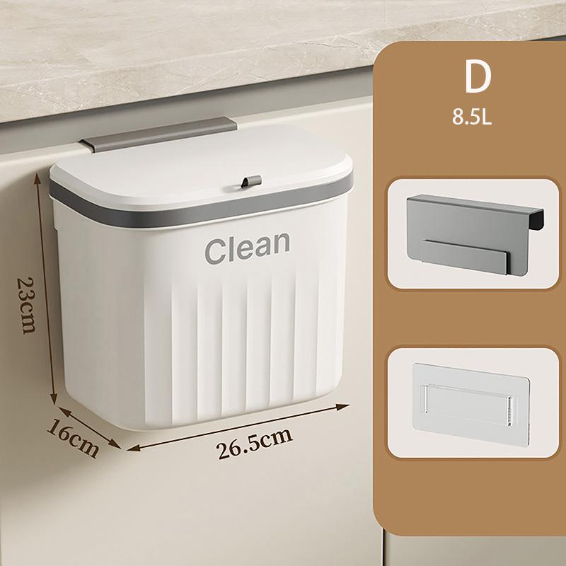 Kitchen Trash Can Wall Mounted Hanging Trash Bin With Lid Garbage Can For Cabinet Under Sink Waste Garbage Compost Bin 8.5/12L