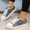 2024 Большие Кроссовки Леопардовый Принтованный Деним Холщовые Туфли Для Женщин Модные Плоские Спортивные Туфли Женские Вулканизированные Туфли