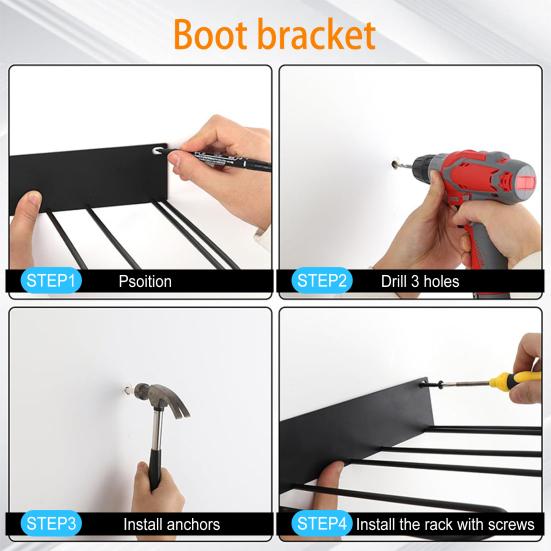 Wall Mounted Boot Rack Wader Storage Hanger for Tall Boots Cowboy Boots Work Boots Sturdy Hanging Boot Holder for Entryway Garage Multifunctional