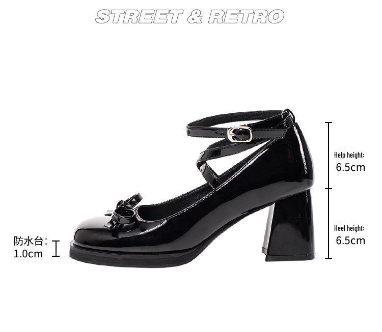 Черные туфли Мэри Джейн в стиле ретро на высоком каблуке с перекрестными ремешками для женщин - весна 2022 г.