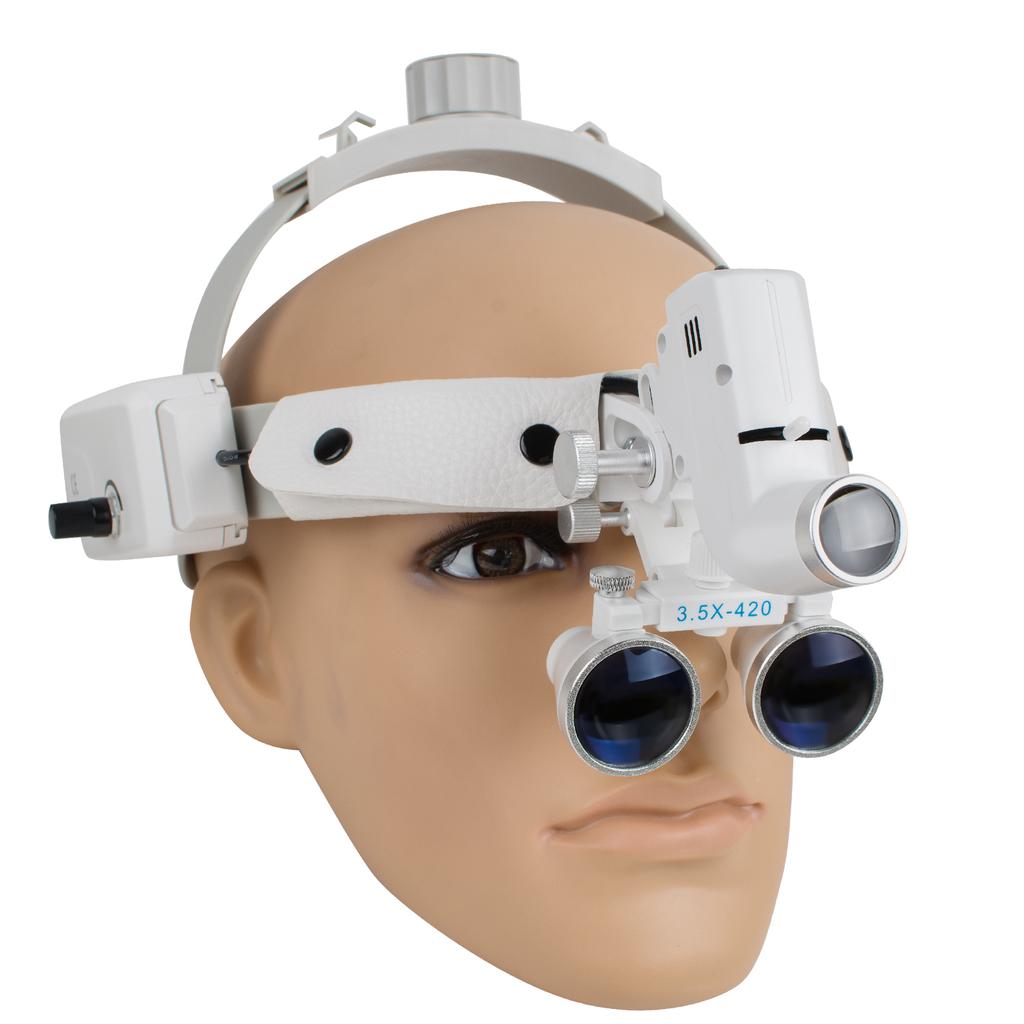 3.5X-420 Optical Dental Binocular Loupes Glasses Head Band Magnifier with LED Light