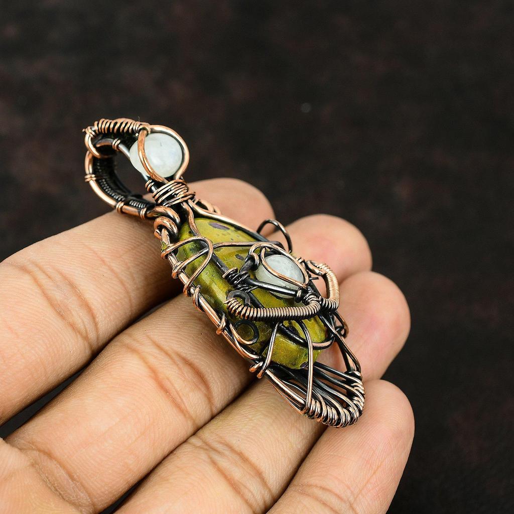 Подвеска из медной проволоки от сглаза Stichtite, радужная подвеска из лунного камня, подвеска ручной работы, подвеска из драгоценного камня от сглаза, подарок другу