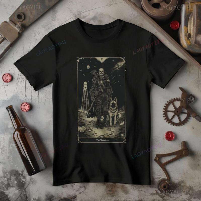 The Wanderer Tarot Card Shirt TV Show Tee Perfect Gift for Video Game Fans Women Clothes Vintage Women Clothes Cotton Tee Tops