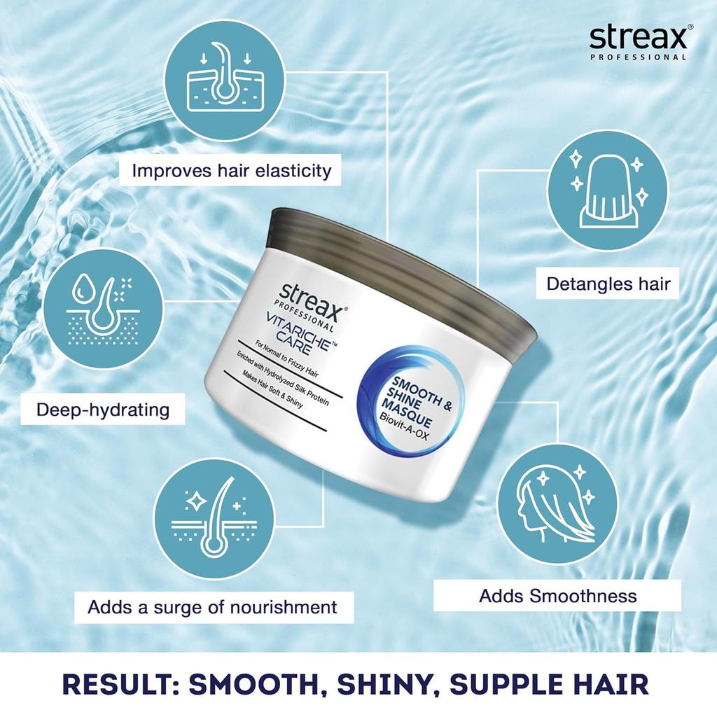 Streax Профессиональная маска для волос Vitariche Care Smooth And Shine для сухих волос 200 г 1 шт.