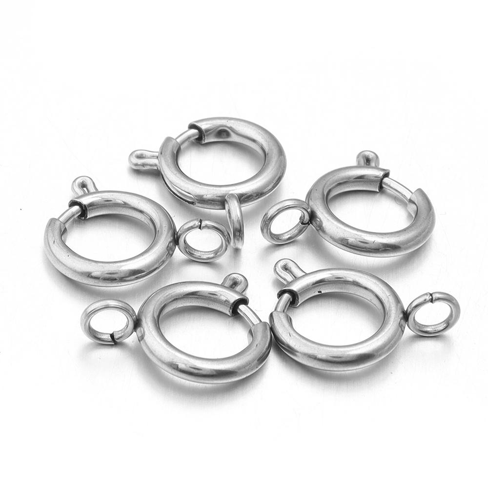 5pcs/lot Gold Stainless Steel Spring Clasps Hooks Round Clasps End Connectors For DIY Necklace Bracelet Jewelry Making Accessory