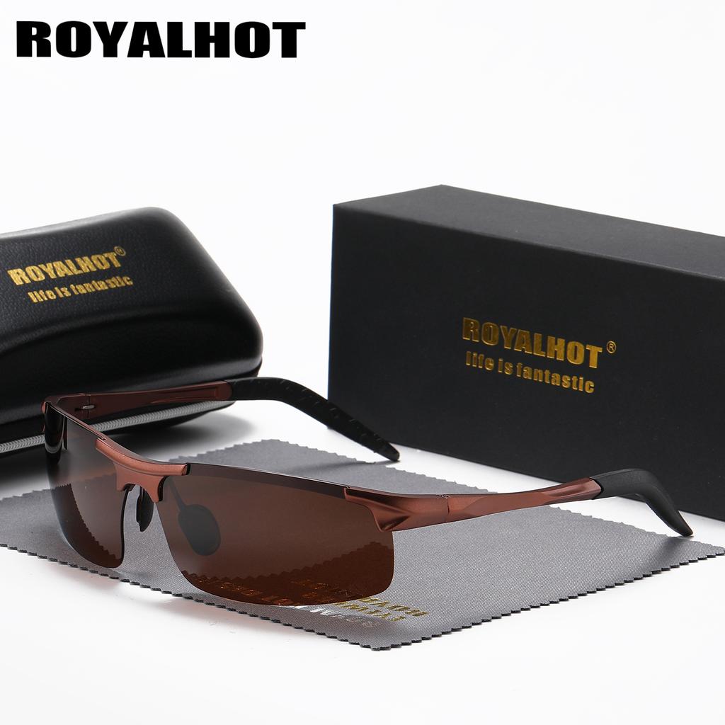 Royalhot Мужские и женские поляризационные солнцезащитные очки из сплава в прямоугольной оправе, солнцезащитные очки для вождения, оттенки Óculos masculino Male