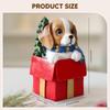 Miniature Chrismas Dog Figurine Christmas Decorations Puppy Ornament Resin Sculpture for Home Desk