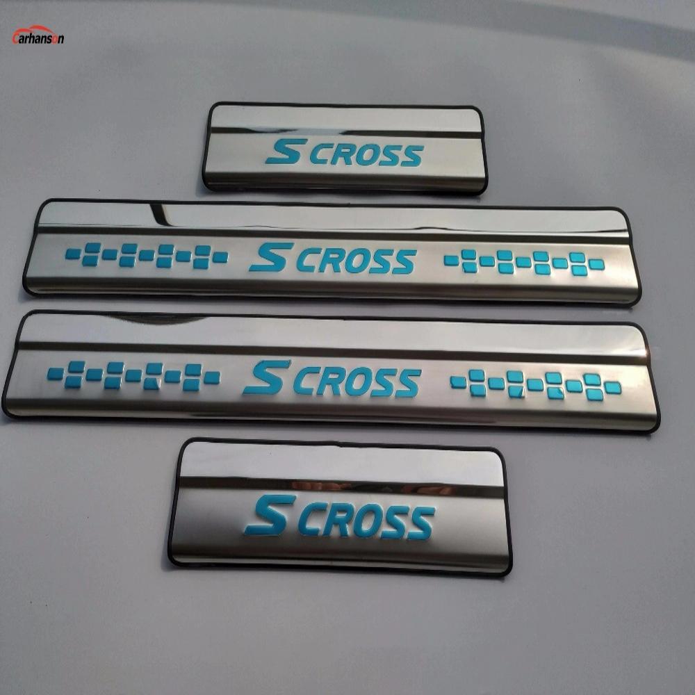 Car Styling For Suzuki Sx4 2014- Accessories Scross S-Cross S Cross Stainless Door Sill Protector Pedal Plate Cover