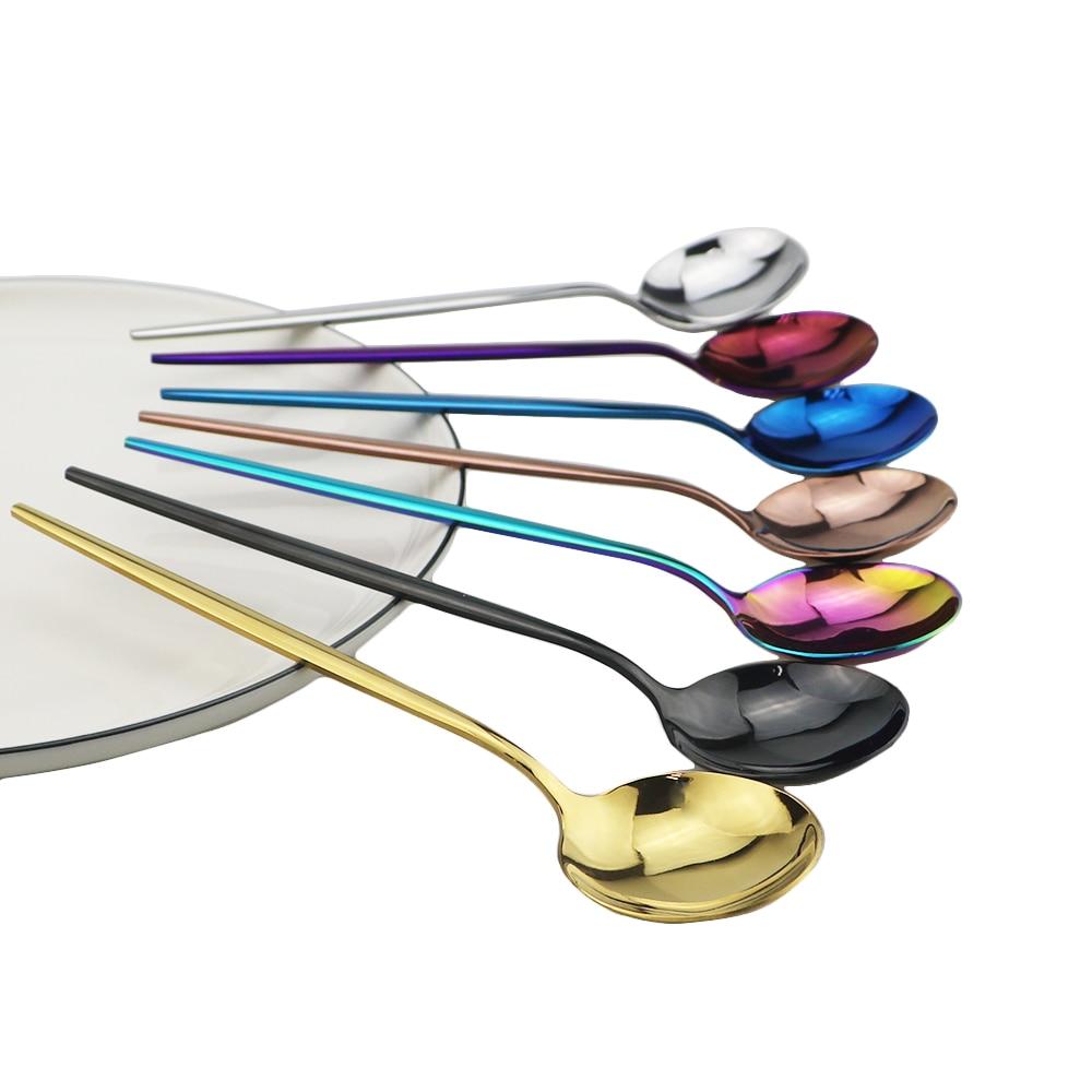 30pcs Black Gold Dinnerware Set Stainless Steel Flatware Set Cake Fork Coffee Spoon Knife Silverware Tableware Set Cutlery Set