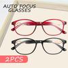 2PCS Auto-focus Reading Glasses Unisex Design Hollowed-out Temple Design Suitable for Computer Use and a Perfect Gift Choice.