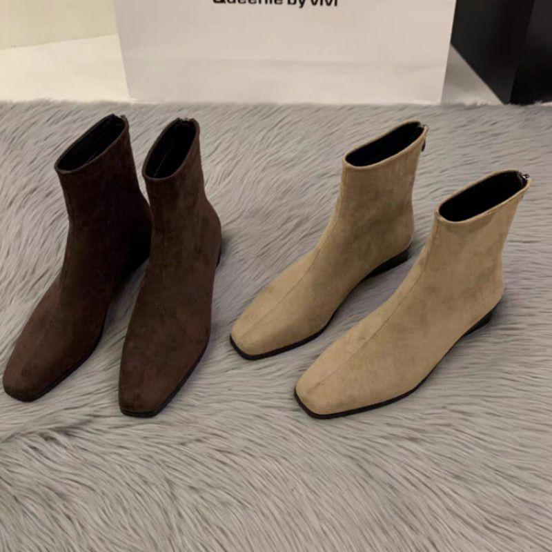 2025 Women's French Chunky Heel Ankle Boots - New Autumn/Winter Slimming Martin Stacked Boots