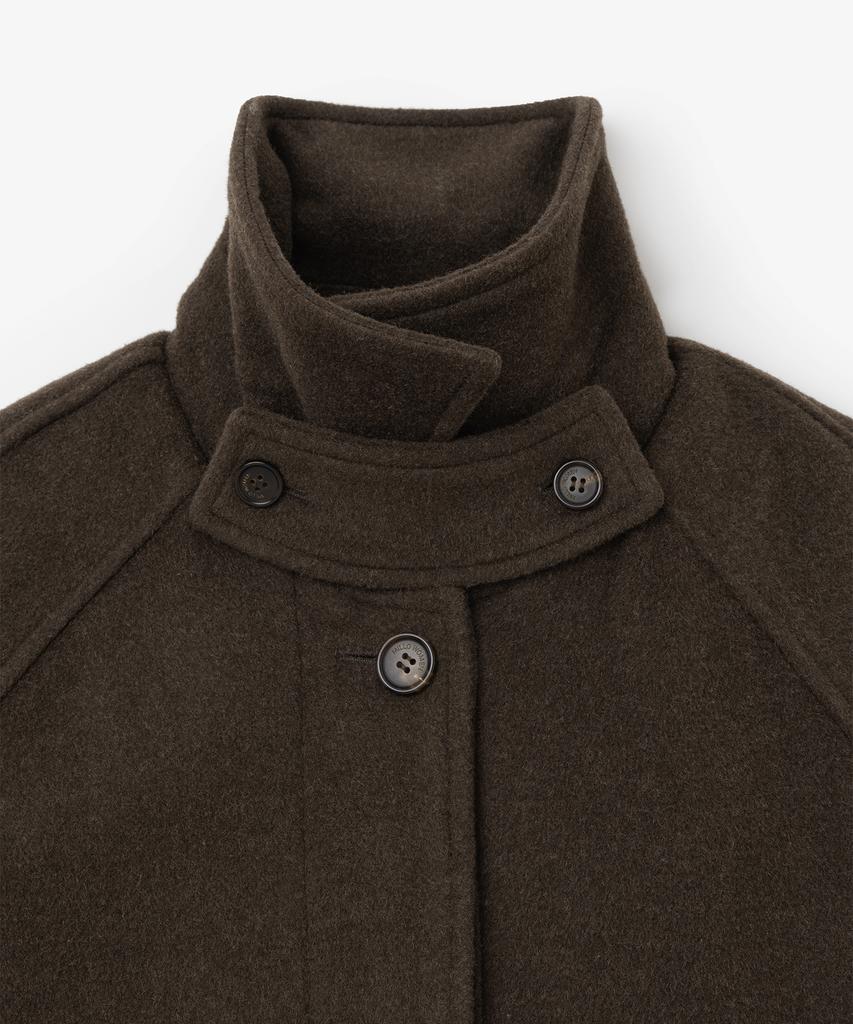 MILLO WOMEN Wool Raglan Half Coat [Dark Brown]