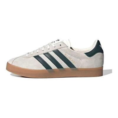 Кроссовки Gazelle Off White Collegiate Green Gum Unisex с кремовым золотисто-металлическим оттенком IH2213