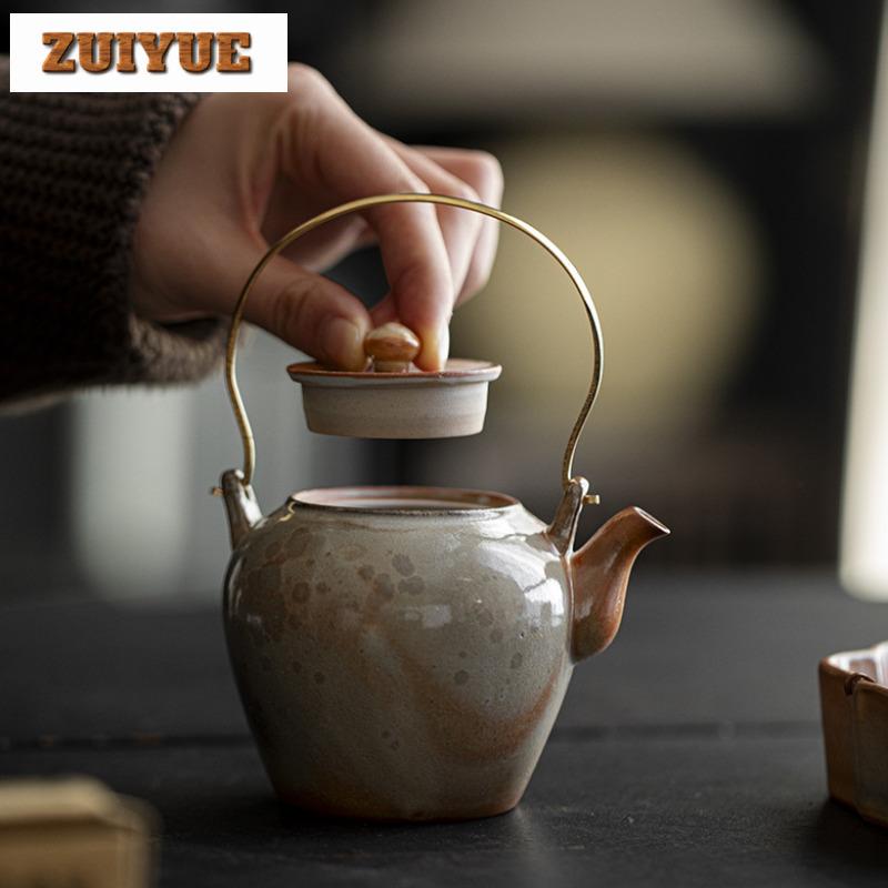 220 мл Ручной фарфоровый чайник Zhiye, обжигаемый в печи, с подъемной ручкой, заварник, чайник, принадлежности для китайского чайного набора, подарки