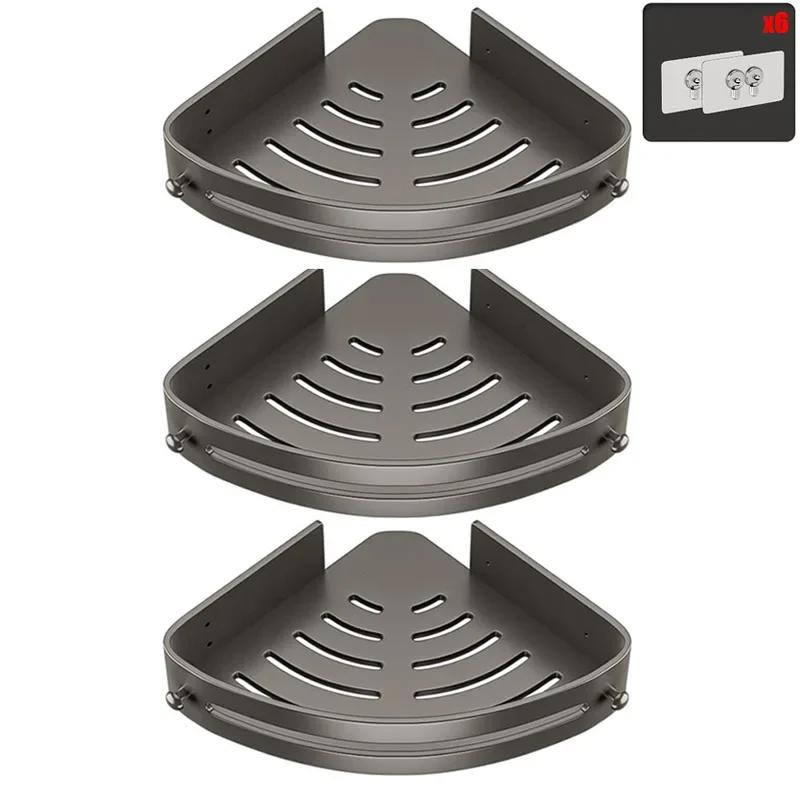 Трехслойная полка для ванной комнаты, полка для душа без гвоздей, пластиковая полка для шампуня, душевые принадлежности, хранение, аксессуары для ванной комнаты