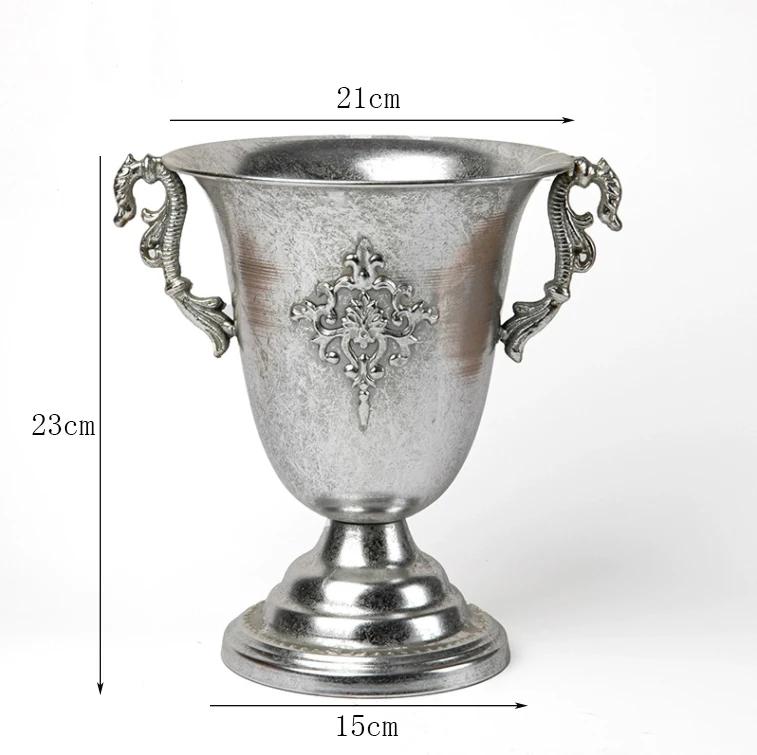 Vintage Classic Silver Iron Flower Vase Decoration Home Room Table Flowerpot Ornaments Office Store Flower Arrangement Crafts