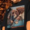 Vintage Opentop Automobile Female Duo Illustration Tee Warm Summer Style Drop Shoulder Short Sleeve Y2k Street Top Unisex