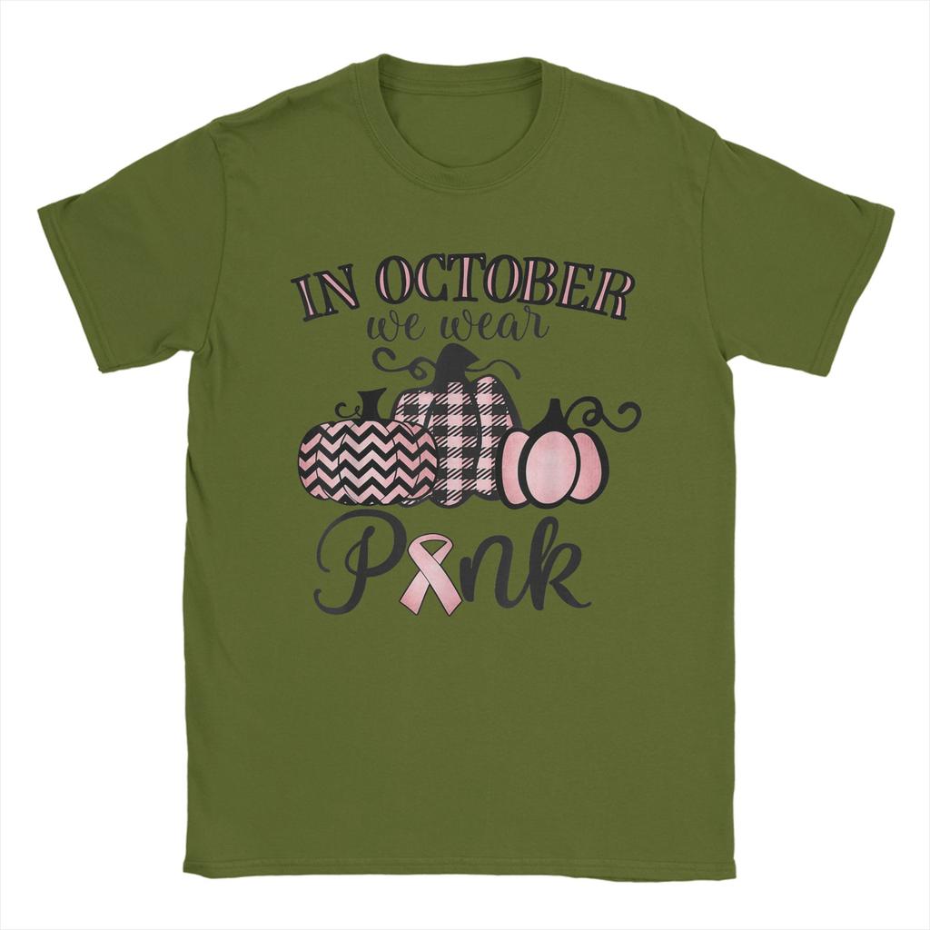 Мужские футболки 'В октябре мы носим розовое' на День благодарения, для осведомленности о раке груди, хлопковые футболки, летние, Y2K, с коротким рукавом, больших размеров