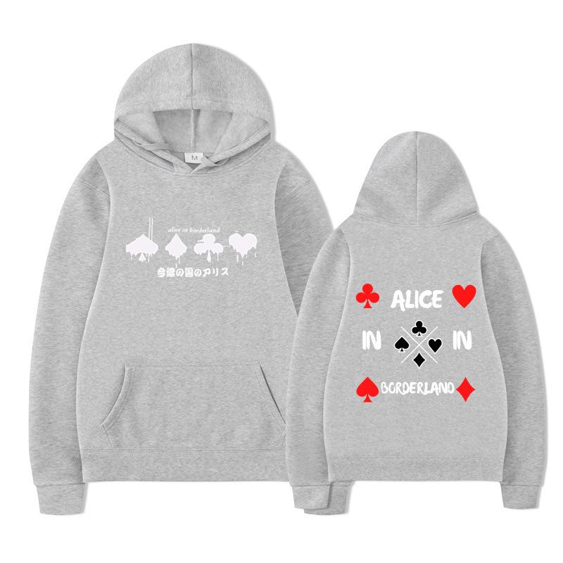 Alice In Borderland Hoodies Men Cartoon Cards Sweatshirt Vintage Unisex Pullover Men Graphic Hoody Oversize Clothing
