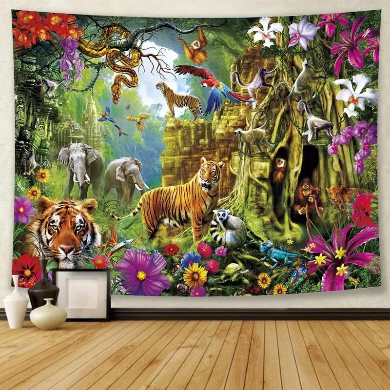 Лесной зверь Тигр Декоративный гобелен Офис Гостиная Декор Домашний Настенный Гобелен