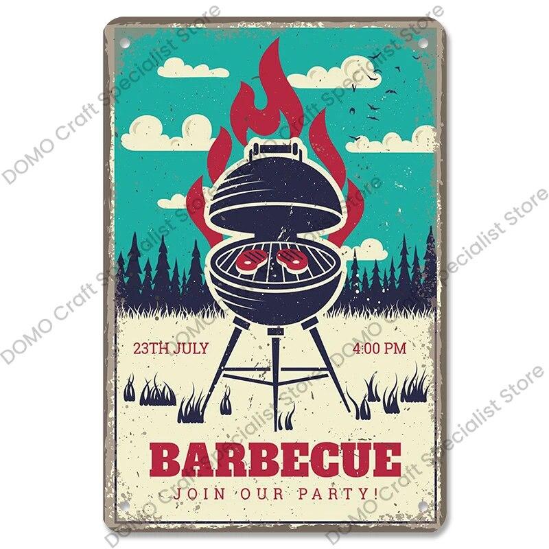 Плакат для вечеринки с барбекю, винтажные металлические жестяные вывески для гриля, ретро-налет, Настенный декор для бара, паба, заднего двора, пляжного дома