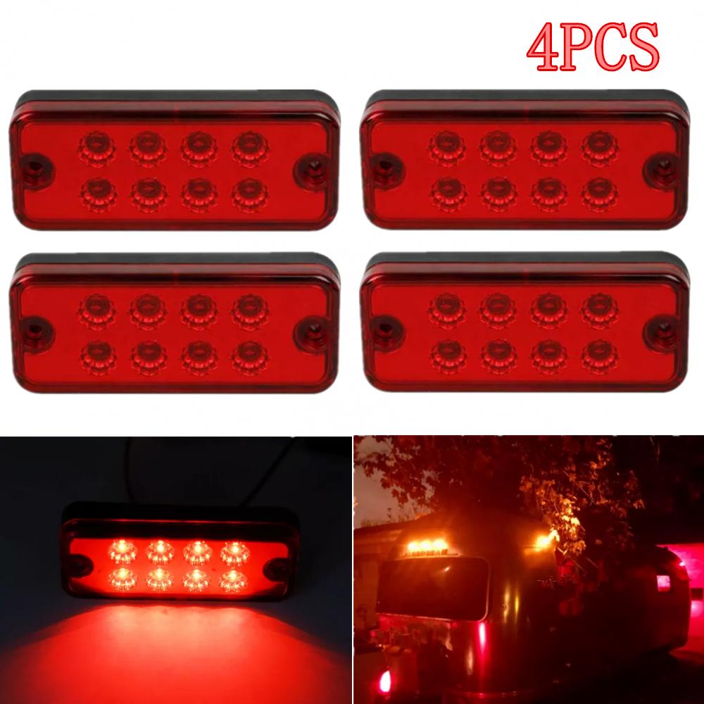 4PCS Marker Side LED Trailer Truck Position Lights Lamps 12V 24V 8LED Side Marker Light Clearance Indicator Lamp for Lorry