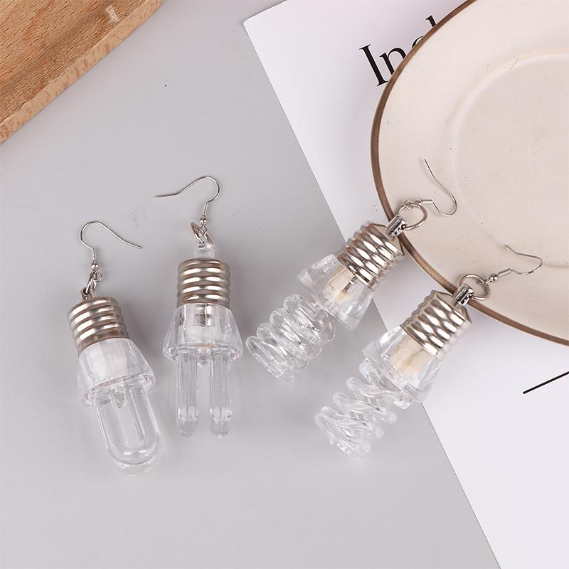 1 пара креативных женских забавных светящихся сережек-подвесок в виде лампочки, женские разноцветные лампочки, серьги-кольца, подарок лучшим друзьям