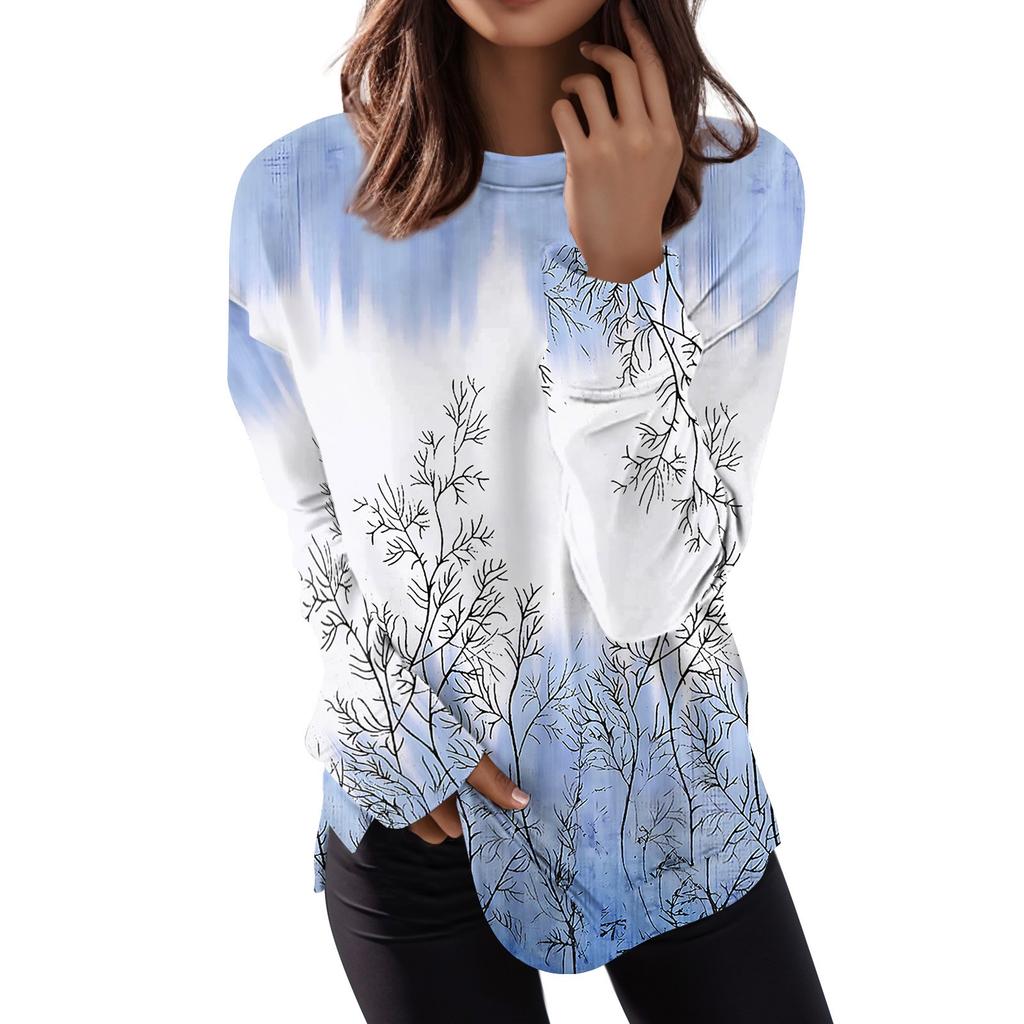 Женский повседневный модный пуловер с длинным рукавом и круглым вырезом с принтом