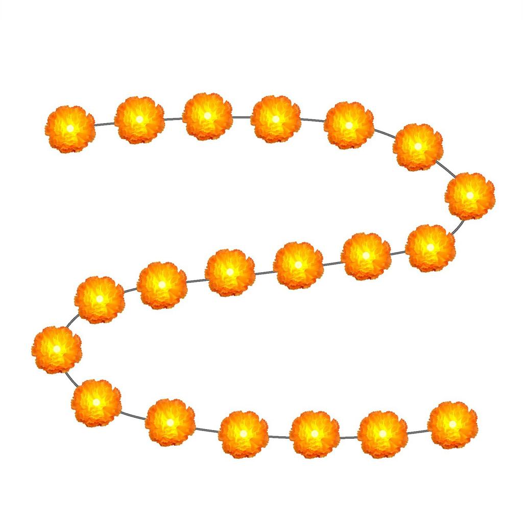 Искусственные гирлянды из бархатцев, Подвесные гирлянды-украшения, Для Дивали, Украшения для создания атмосферы ужаса, Общая длина 10 футов, 20 лампочек