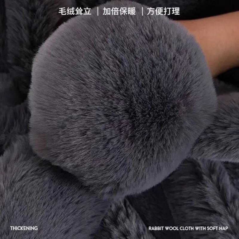 Утолщенная плюшевая подушка для дивана из кролика, зимние модели, теплая нескользящая подушка для дивана из искусственного меха, высококачественный комплект для дивана