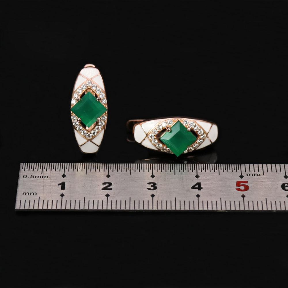 Bolaijewelry Натуральный зеленый агат, стерлинговое серебро 925 пробы, розовое золото, серьги с драгоценными камнями, винтажный дизайн, женский подарок на день рождения, годовщину