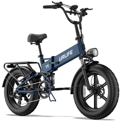 Urlife T5 Складной Электровелосипед 20" Широкая Покрышка Мотор 750 Вт Полностью Амортизированный Электровелосипед для Взрослых 48В 13Ач Двойные Дисковые Тормоза 7 Скоростей Макс. Нагрузка 120 кг