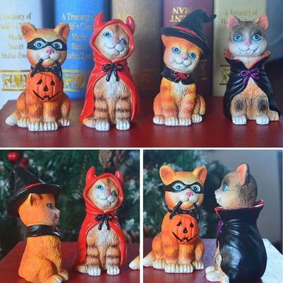 Статуя кошки на Хэллоуин, украшения для дома, статуя кошки на Хэллоуин, поделки из смолы, забавный стол, рождественский орнамент на Хэллоуин, украшение, ремесло