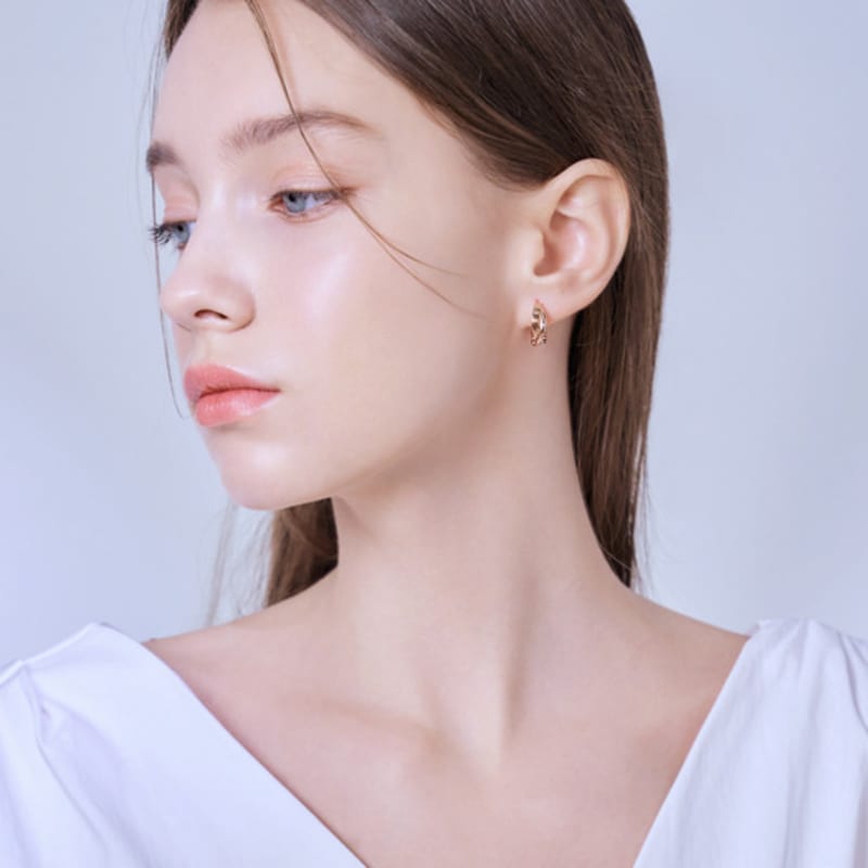 ELLE Jewelry Кольцо-волна 14K GF Серьги-пусеты ELGPEE433