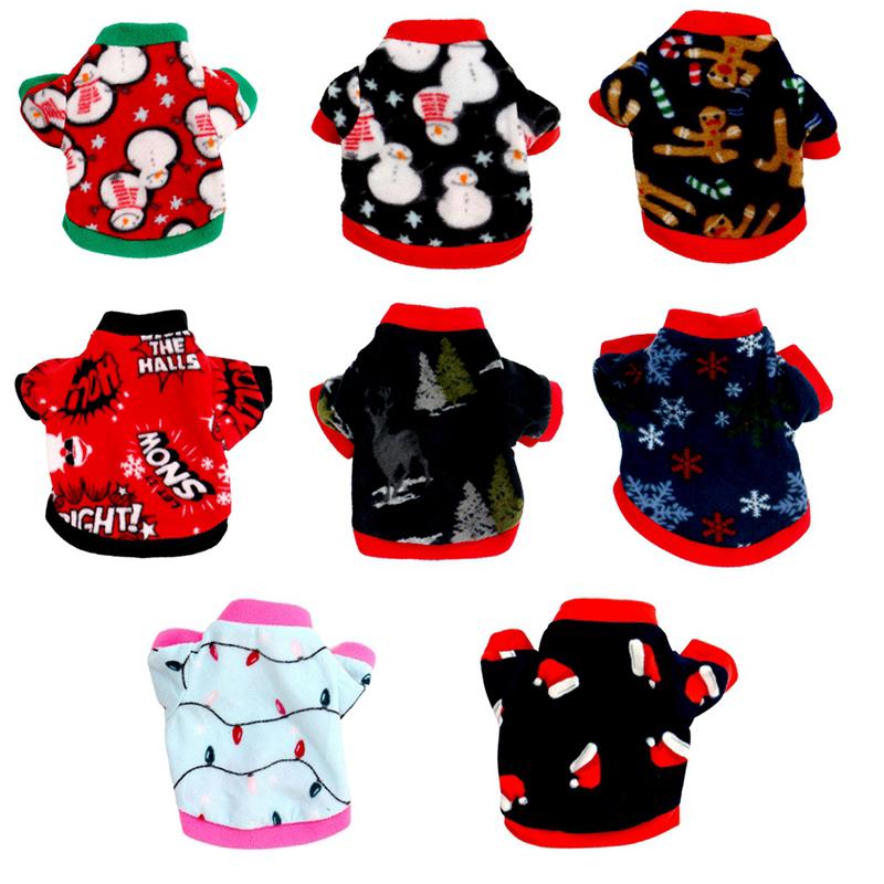 Pet Cats Dogs Autumn Winter Classic Christmas Fleece Jacket