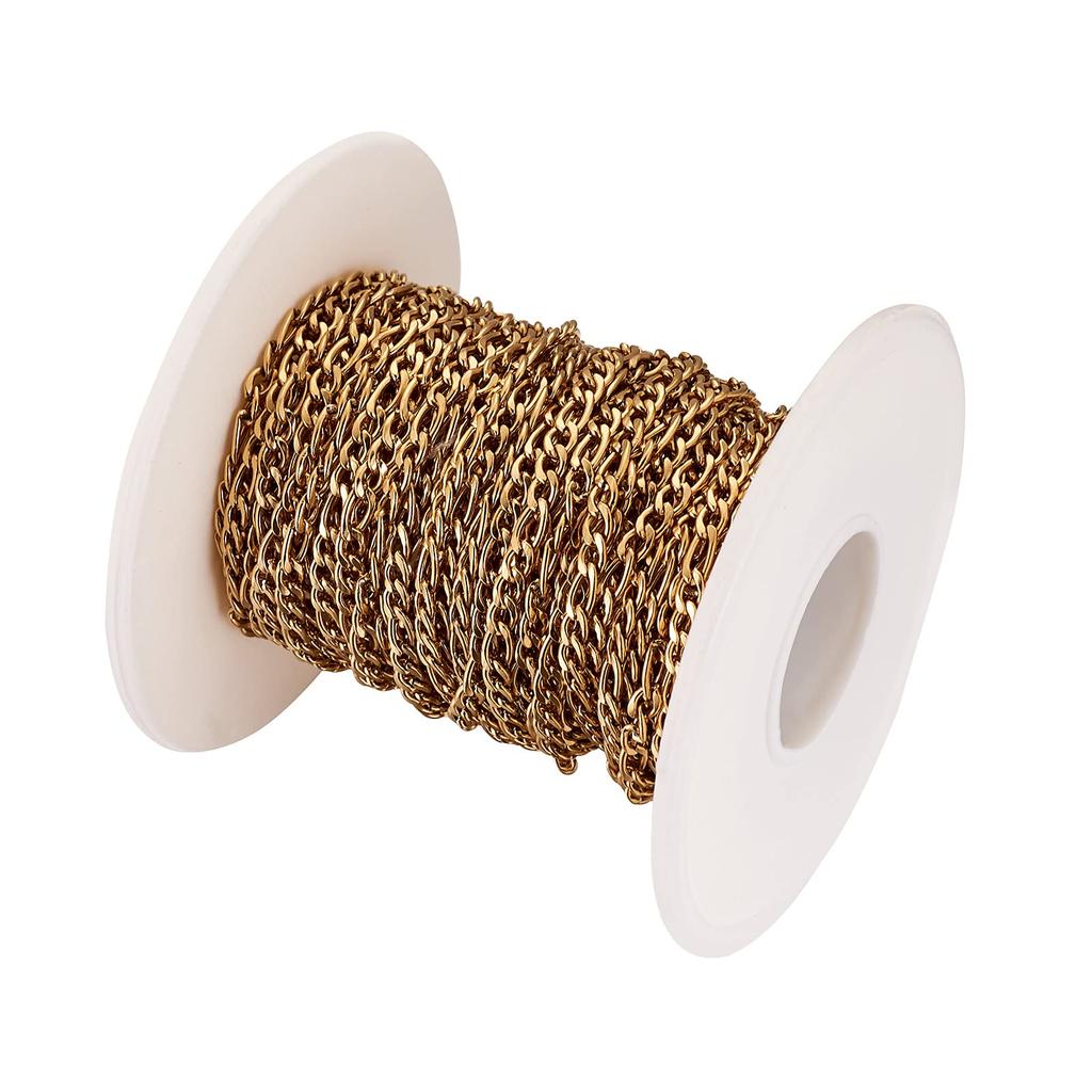 1 ширина золота 304 нержавеющая сталь Фигаро без длинных и коротких звеньев аксессуар для рукоделия ручная работа с приблизительно рулоном, 3 мм, цепь, сварка,