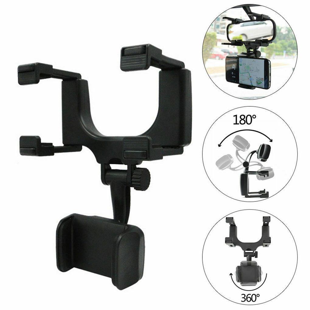 Car Rearview Mirror Mount Phone Stand Universal 360 Degree Hanging Smartphone Holder Phone Clip Bracket