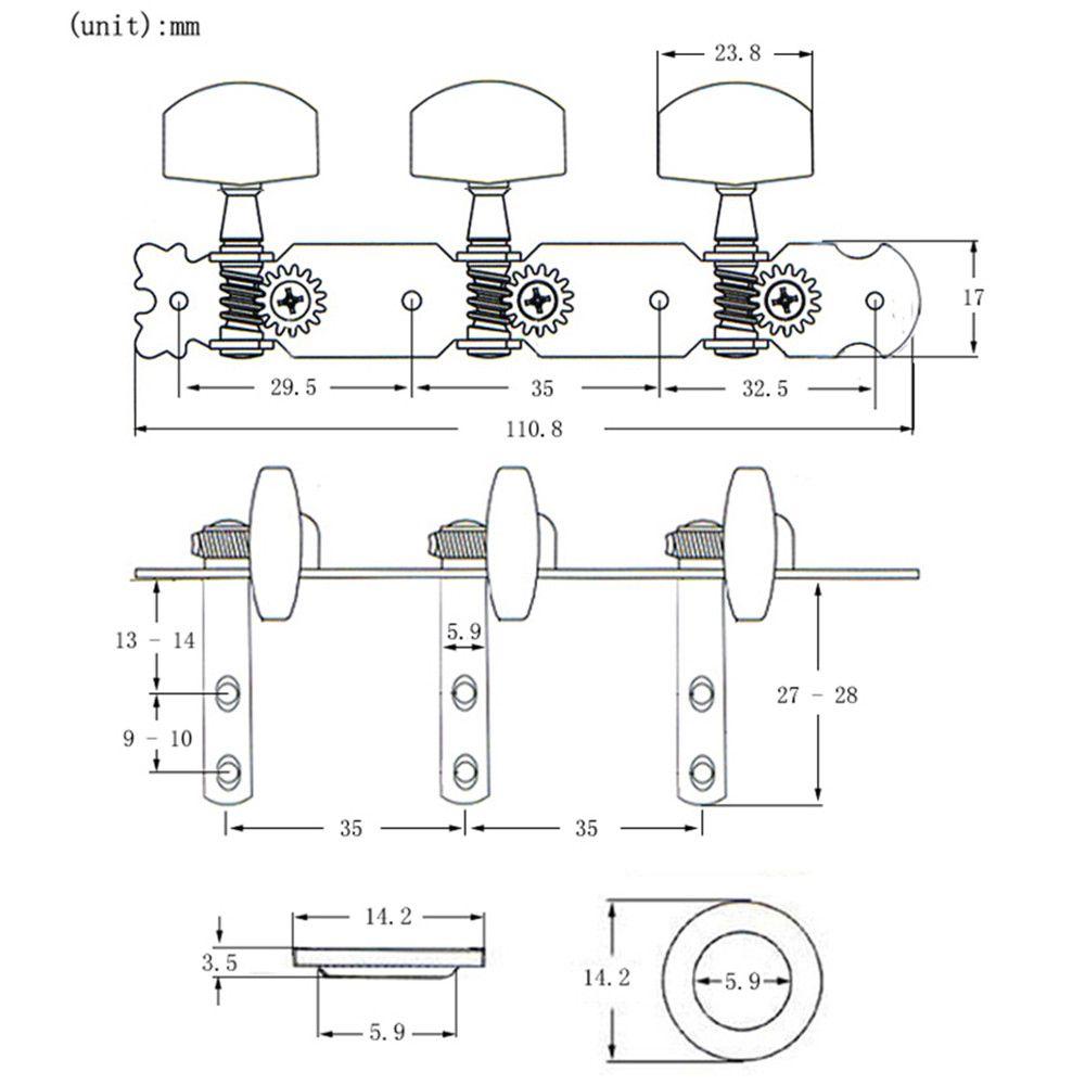 Sealed String Knob Bass Guitar Tuning Pegs Folk Guitar Accessories Machine Heads Tuners L R Triplet