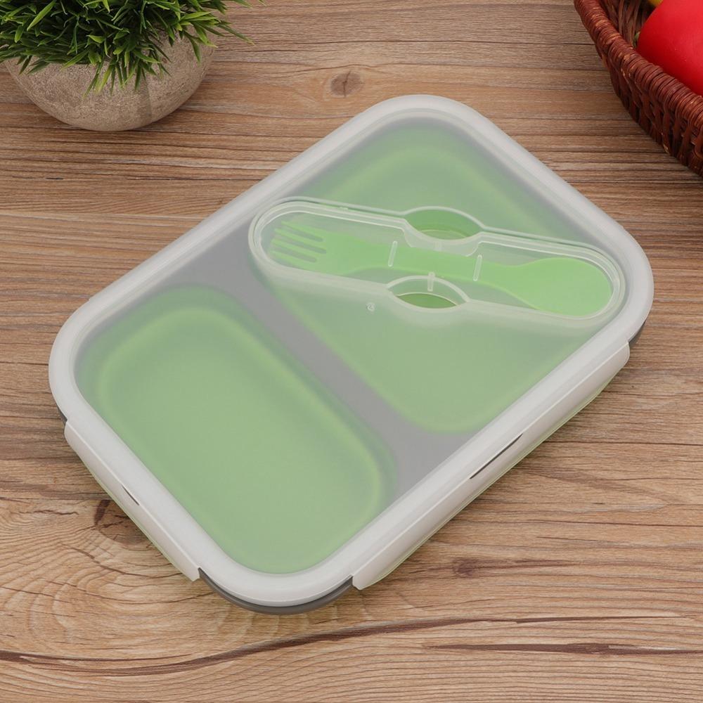 2PCS Silicone Collapsible Lunch Box 1000ml Portable Storage Bowl For Outdoor Travel