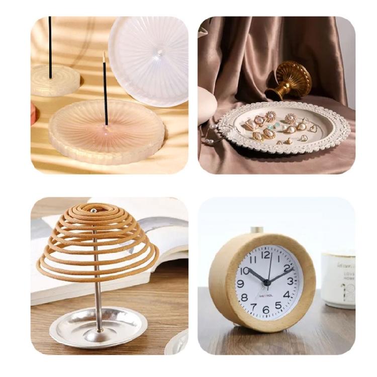 Crystal Epoxy Mold Incense Stick Holder Resin Molds Round Jewelry Tray Mold