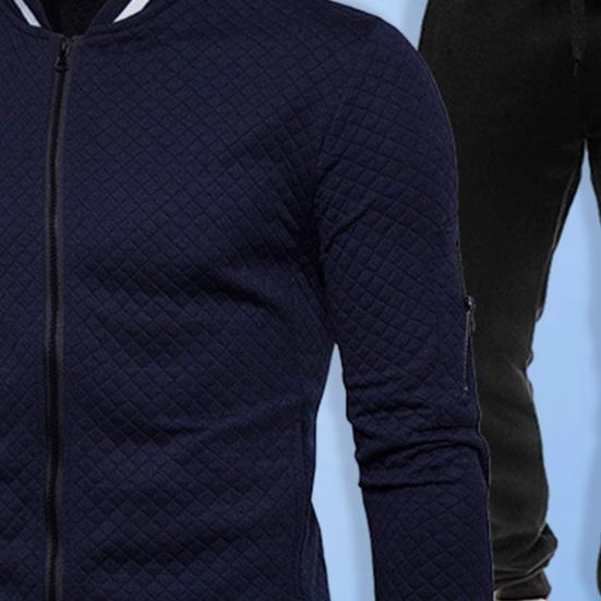 1 комплект, мужской спортивный костюм с воротником-стойкой, куртка на молнии, эластичная спортивная одежда, комплект из двух предметов, осень-зима, уличная одежда для бега, велоспорта, бейсбола