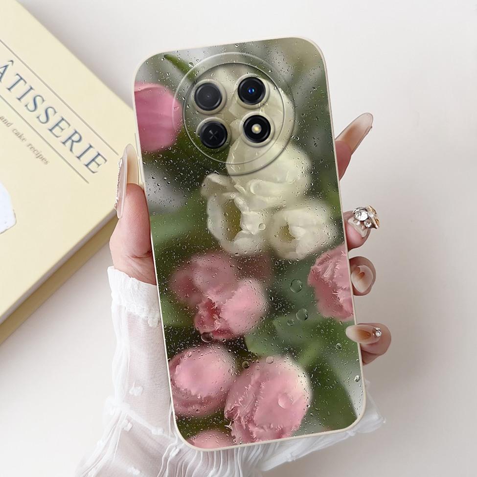For Realme 12 5G Case For Realme 12X 5G Cover RMX3998 Luxury Fashion Flowers Kawaii Girl Cute Cat Shockproof Phone Case Funda