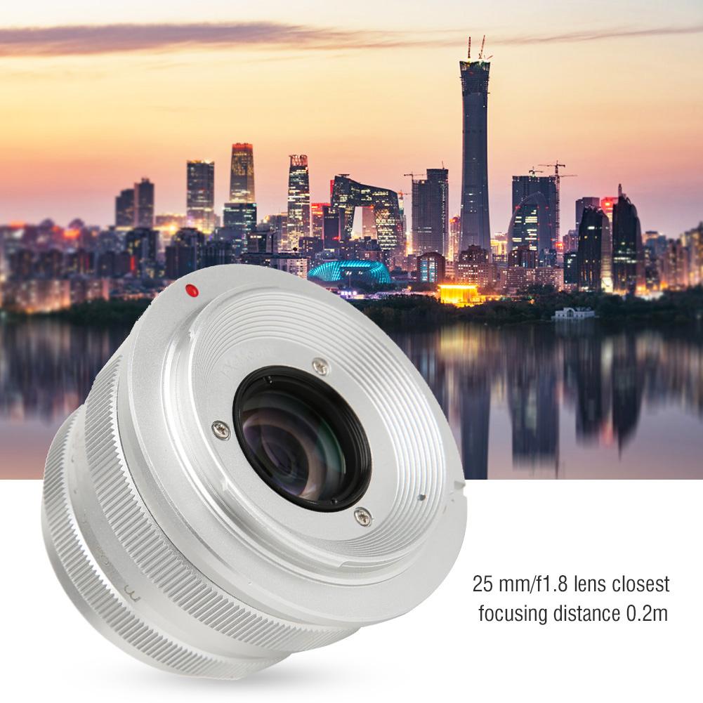 NEWYI 25 мм F1.8 Mark II Оптическое стекло Серебристый Большая апертура Фиксированный фокус Ручной пейзаж Гуманистический