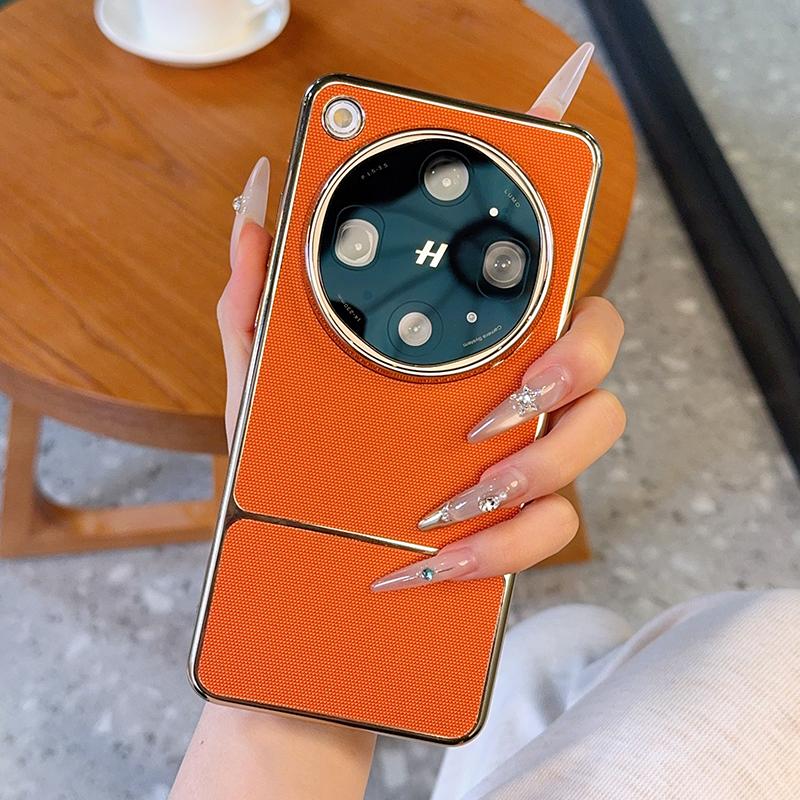 Plating For OPPO Find X9 Ultra Phone Case PC Leather Hard Shell Protective Fashion Shockproof Back Cover