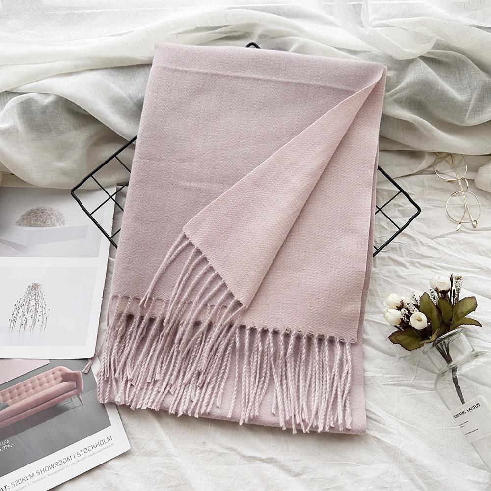Thickened Solid Color Double Sided Imitation Cashmere Scarf Autumn and Winter Atmosphere Women's High End Versatile Men's Scarf Warm Shawl
